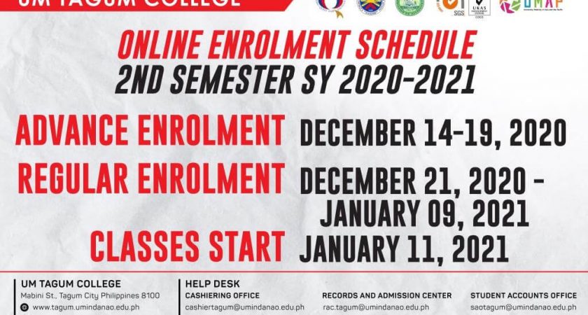 Online Enrolment Schedule 2nd Sem SY: 2020-21